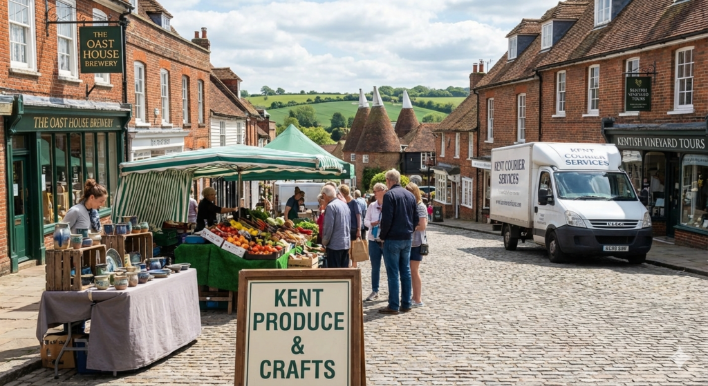 Kent high street with independent local businesses and shops